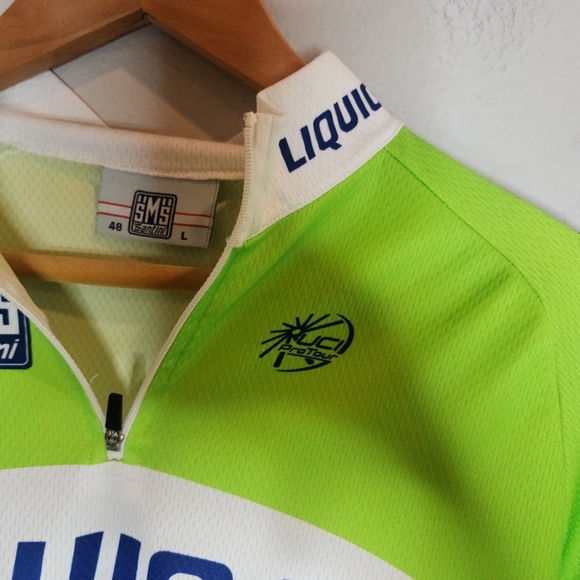 SMS Santini Bianchi Liquigas 1/4 zip cycling jersey. Blue green. Size large - Picture 11 of 16